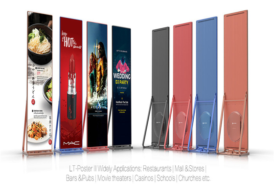 P2.5mm Floor Stand Poster LED Display, Portable LED Poster Board Full Color for exhibitions, Airports,Stations