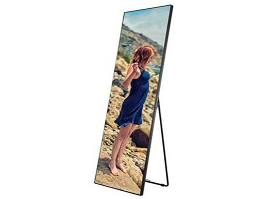 P2.5mm Floor Stand Poster LED Display, Portable LED Poster Board Full Color for exhibitions, Airports,Stations